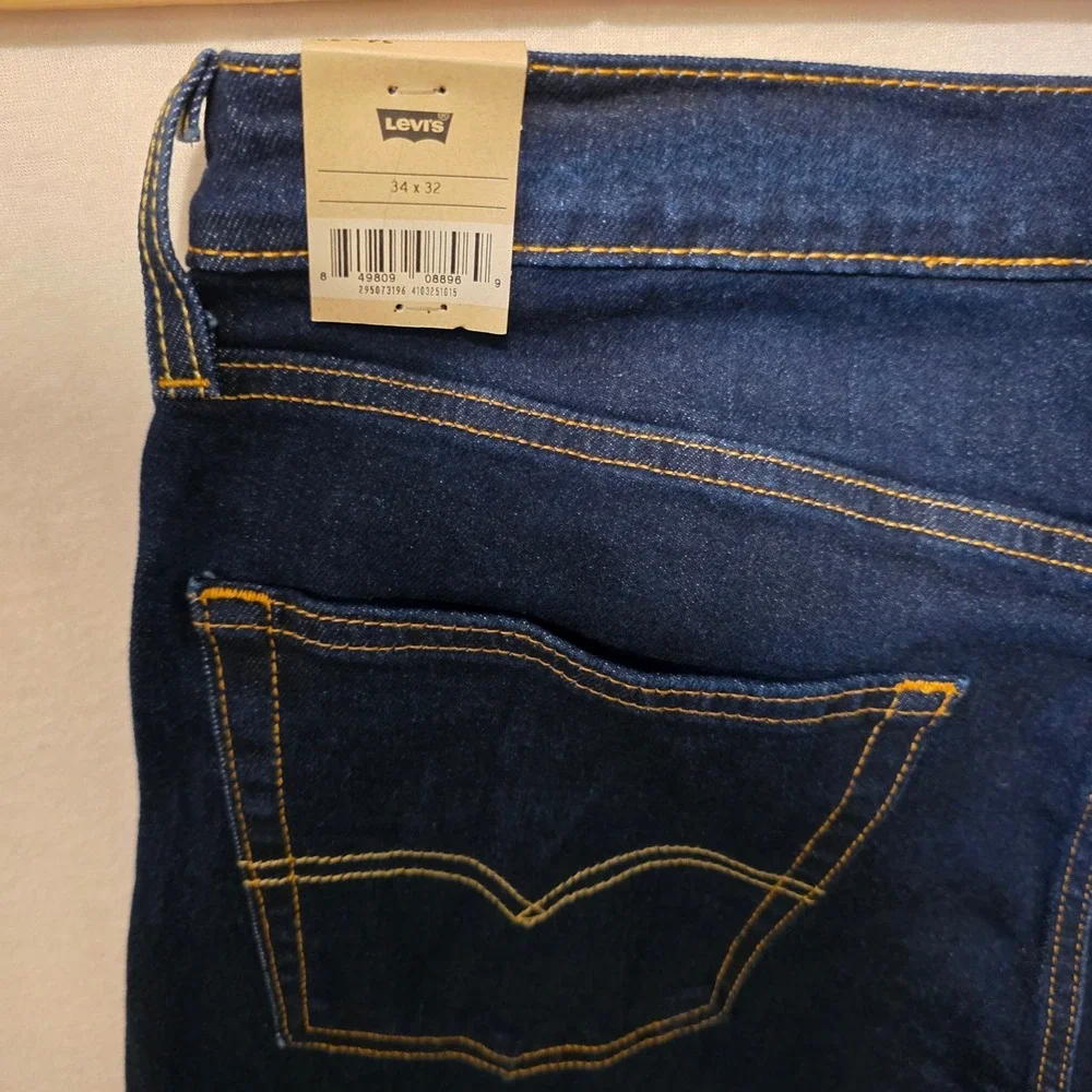 Levi's 502 Taper Jeans Mens 34x32 Dark Indigo Blue Stretch Denim 29507-3196